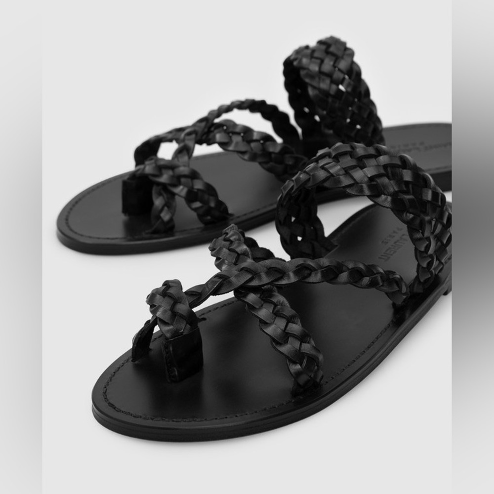 Saint Laurent Neil Braided Toe Loop Sandal
